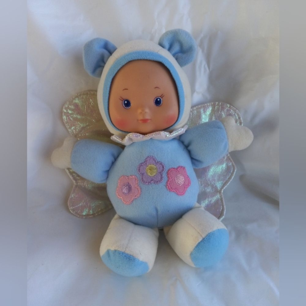 Hong Kong City Toys Doll Plush Blue Rattle Butterfly Wings 9 Inch Doll